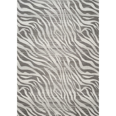 Tapis rectangulaire tissé à la machine, de style chalet sauvage, gris et abat-jour 10 po X 6 avec allure décontractée, pile de 0,42 po