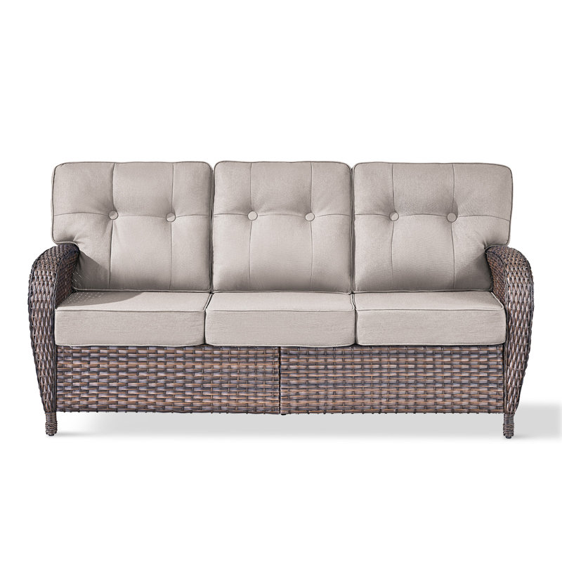 Canapé de patio 3 places en osier Fiorillo avec coussins de 5 po d'épaisseur Fiorillo, Beige