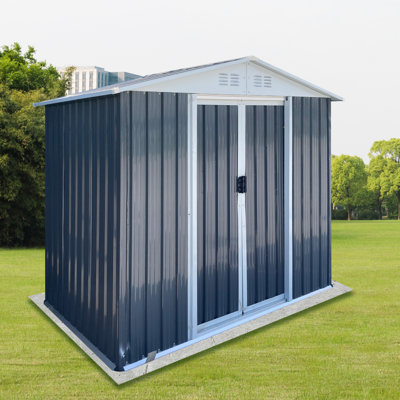 Outdoor Storage Sheds 6Ftx4ft Apex Roof Grey With Base Frame