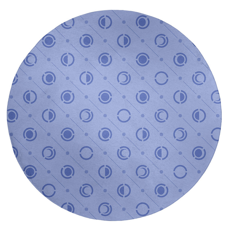 Tapis bleu clair/bleu foncé moon phases, Rond 5 pi