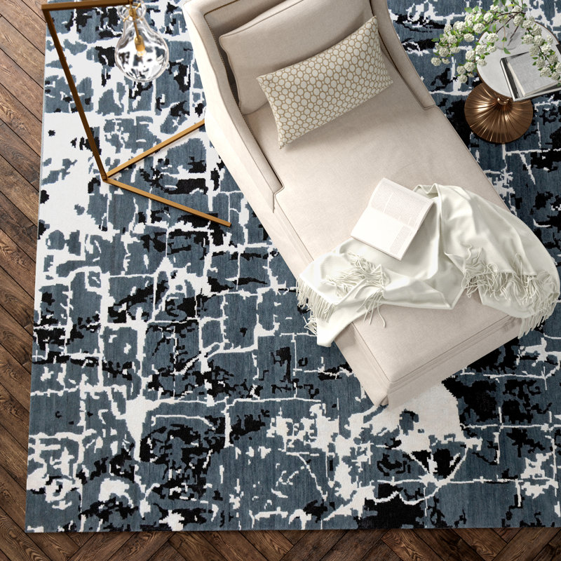 Hundley Wool Abstract Area Rug, Rectangle 8' x 10'