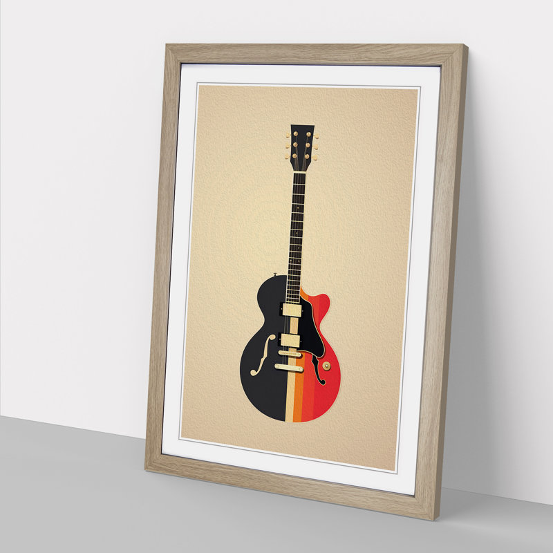 Guitar Minimalism No.2 - Single Picture Frame Print on Wood