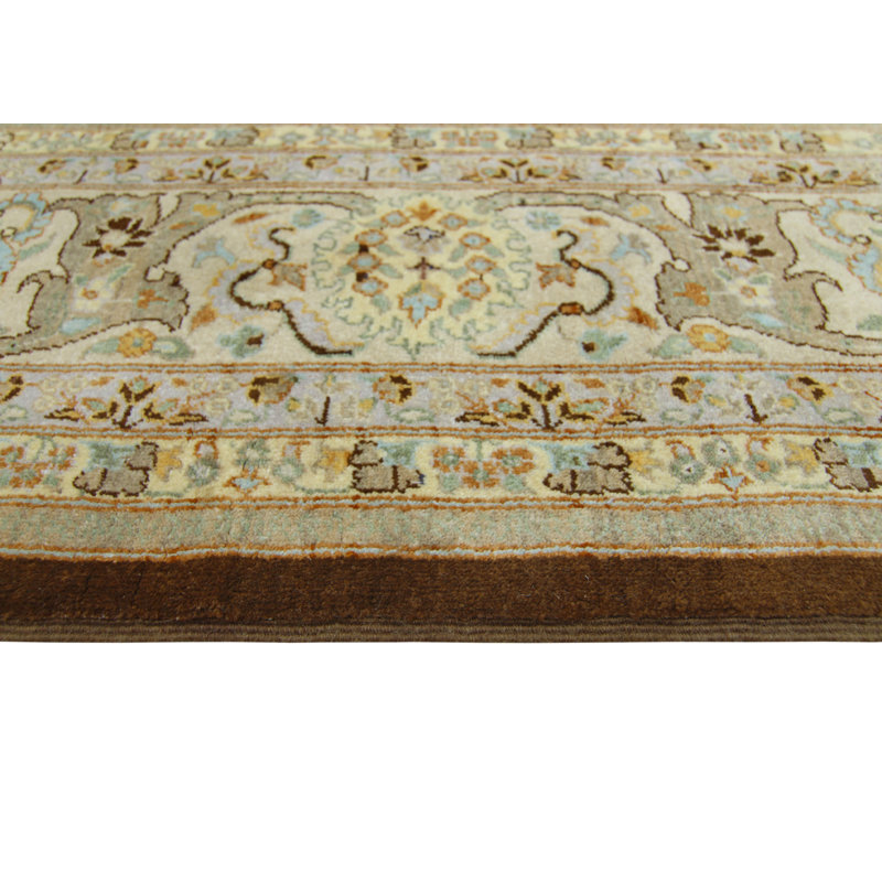 Tapis brun fait à la main de style Apolinaire Ankara, 9 pi 1 po x 12 pi 2 po
