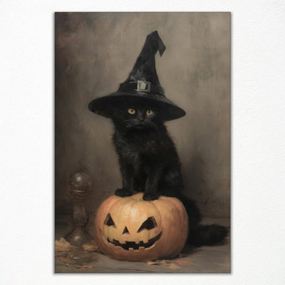 Mignon chat noir, art mural 24 po x 36 po