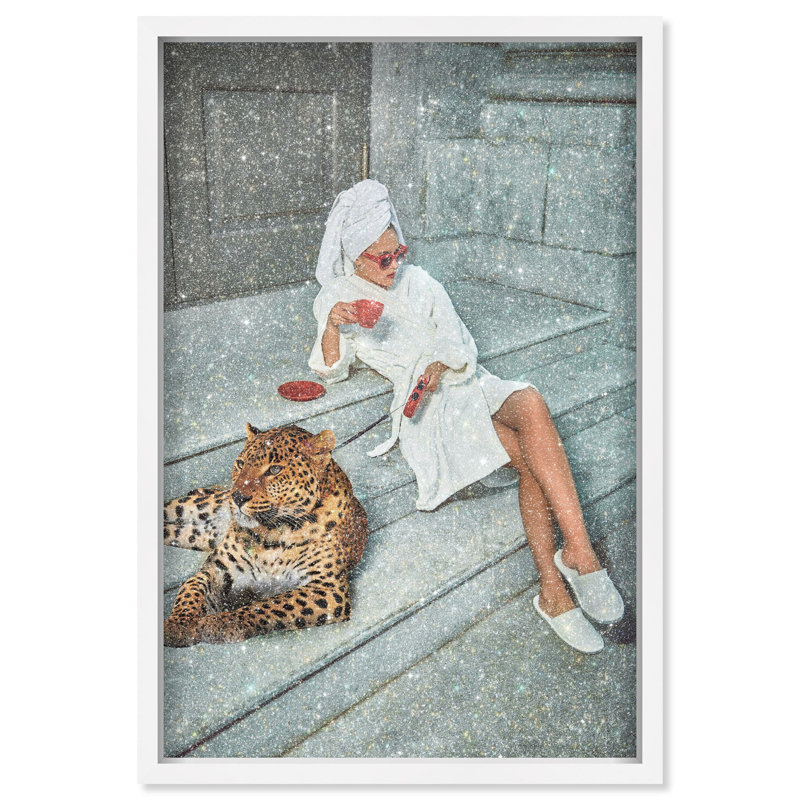 Morning Statement COffee Hand-applied Diamond Dust Shimmer Animals Shadowbox by Oliver Gal