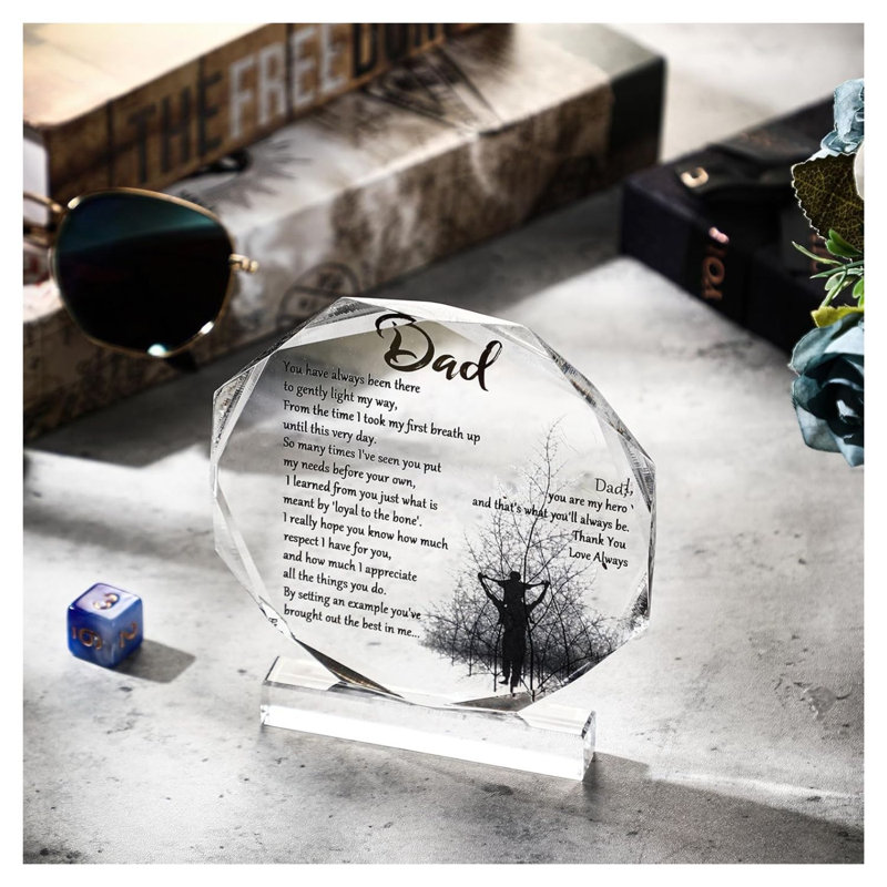 «Dad», acrylique, octogone, plaque, cadeau, souvenir