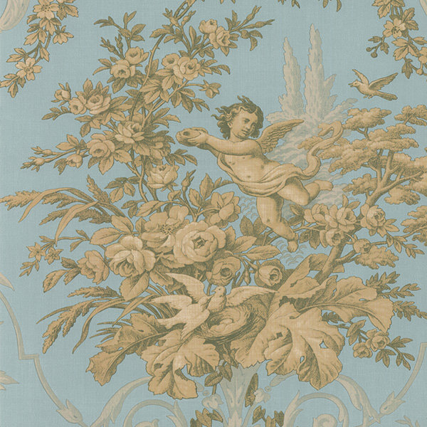 Papier peint en toile 32,7 pi x 20,5 po Burkhead, Mélange/Aqua
