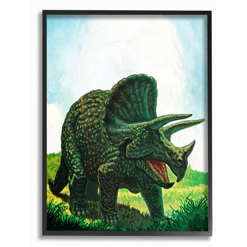Art sur fond de dinosaure Levins, H 20 po x l 16 po, Giclée encadrée noir minuit