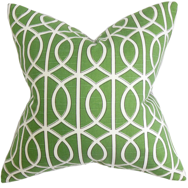 Geometric Cotton Reversible Throw Pillow, Charcoal, 20" H x 20" W