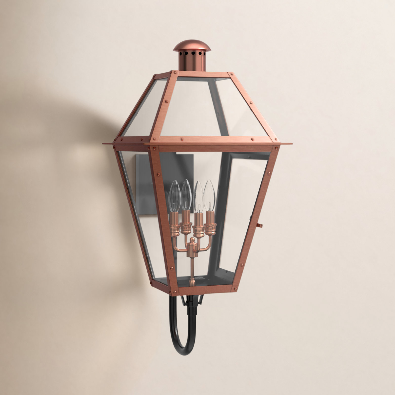 Amber Copper 4-Light Outdoor Wall Lantern