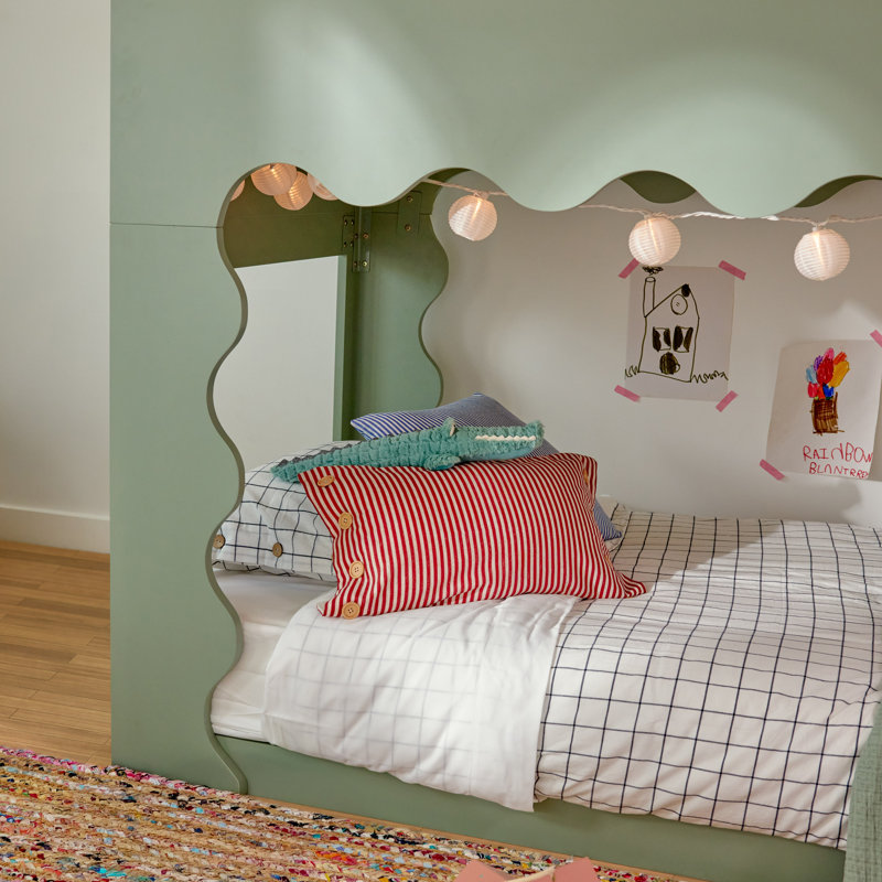 Lido Wave Convertible Low Loft Twin Bed, Light Sage/Honey