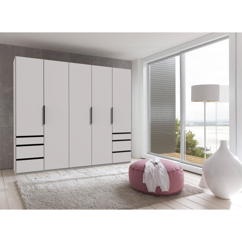 Guardino 5 Door Wardrobe, White, 236cm H x 250cm W x 58cm D