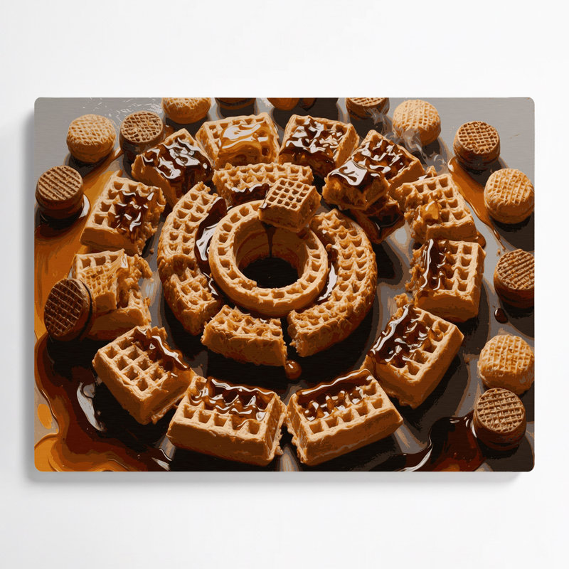 Desserts Stroopwafel, art mural en métal brun, H 11 po x l 14 po