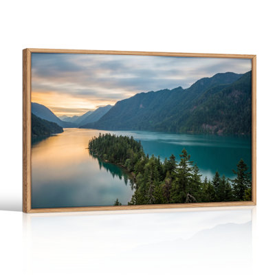 Ensemble de 1 tableau sur toile représentant un lac de montagne