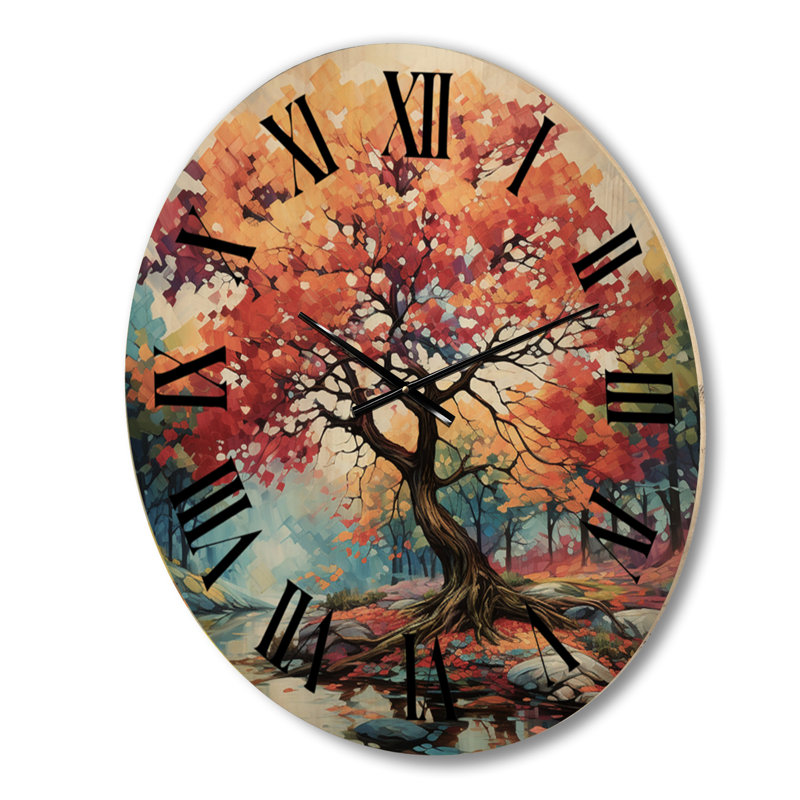 Horloge murale en bois massif Rollinghill, Moyenne