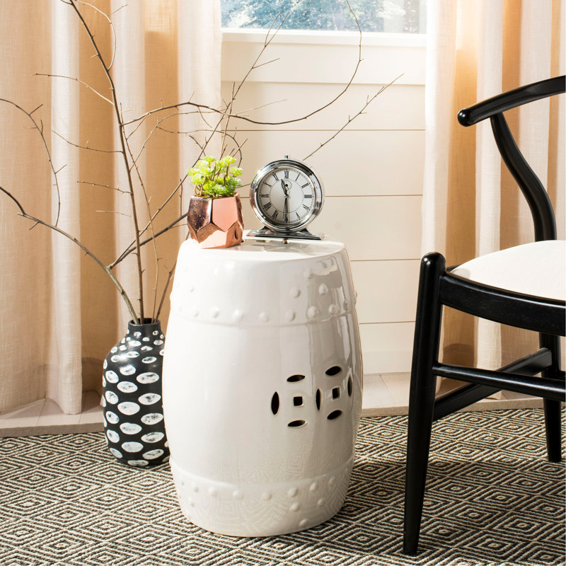Tabouret de jardin en céramique Gagnon, Crème