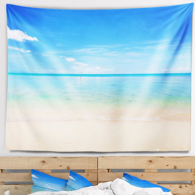 Tapisserie de polyester vagues vagues de mer tropicale avec accessoires suspendus inclus, H 68 po x l 80 po