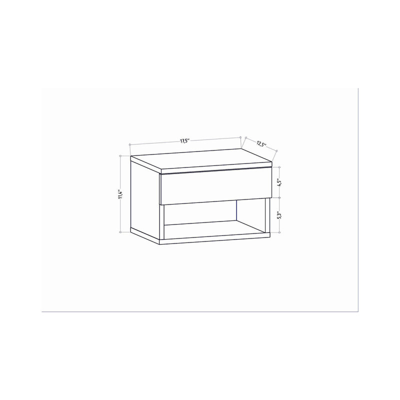 Claunch 44.6cm W Manufactured Wood Bedside Table, Anthracite