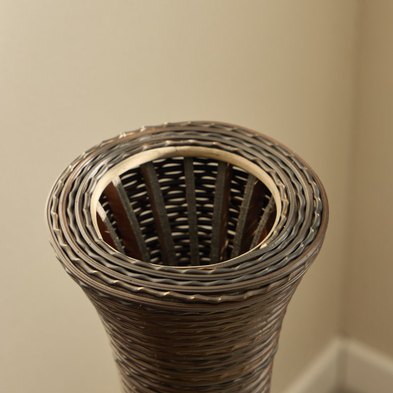 Vase de plancher de 39 pouces de hauteur designer - Rotin artificiel durable - Élégante finition bicolore brun foncé - Décoration idéale pour le salon, la chambre à coucher, le vestibule - Élégante pièce de décoration intérieure