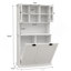 Armoire de salle de bain haute à deux compartiments avec panier à linge inclinable, solution de rangement compacte et élégante pour les maisons modernes