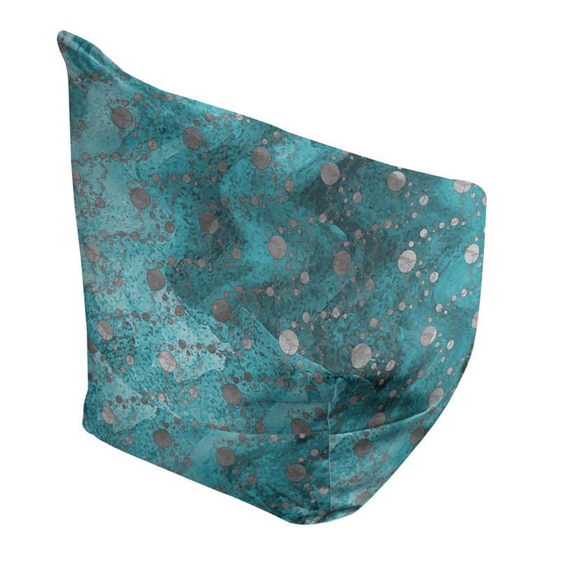 Fauteuil sac de pois Leffel, H 27 po x l 30 po x P 25 po, Pouf fauteuil, Bleu sarcelle/Gris