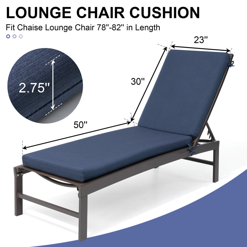 Coussin 80 po pour chaise longue (ensemble de 2), Marine