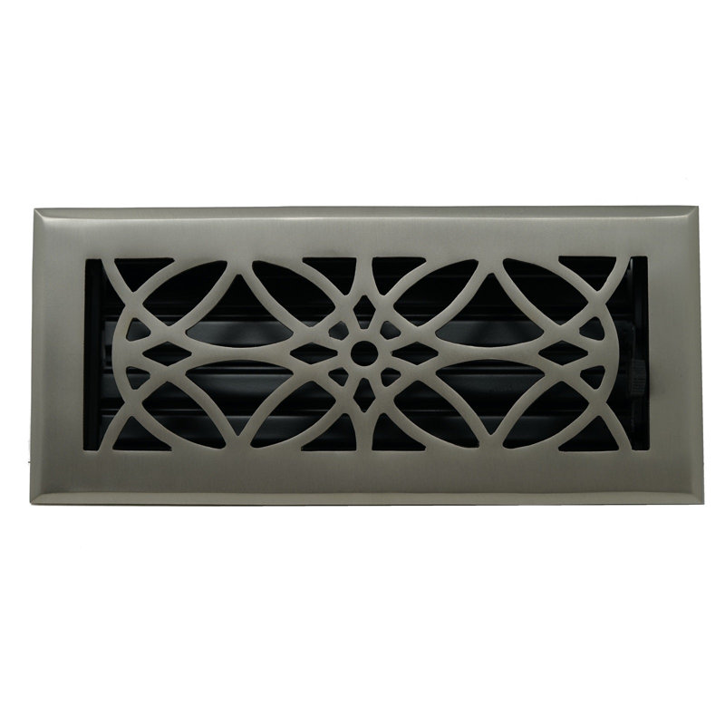 Couvercle de ventilation en laiton massif avec registre Madelyn Carter Empire, Nickel brossé, L 10 po x l 2 po x H 2,75 po