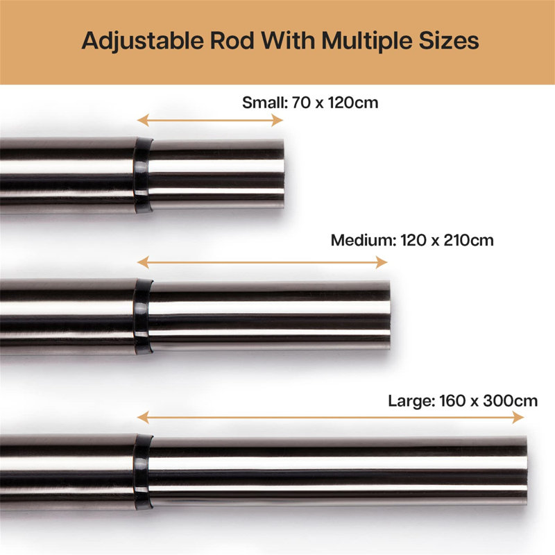 Sprague Adjustable Single Curtain Pole, 210cm H x 2.8cm W x 2.8cm D