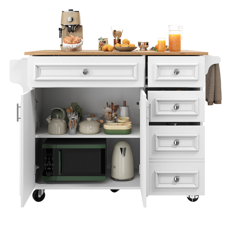Wood Kitchen Island, White