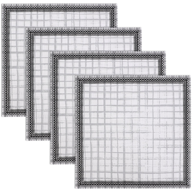 Print Cloth Napkins 100% Cotton Table Napkins Multi-Pattern Square Napkins 20+ Colors, Black/White