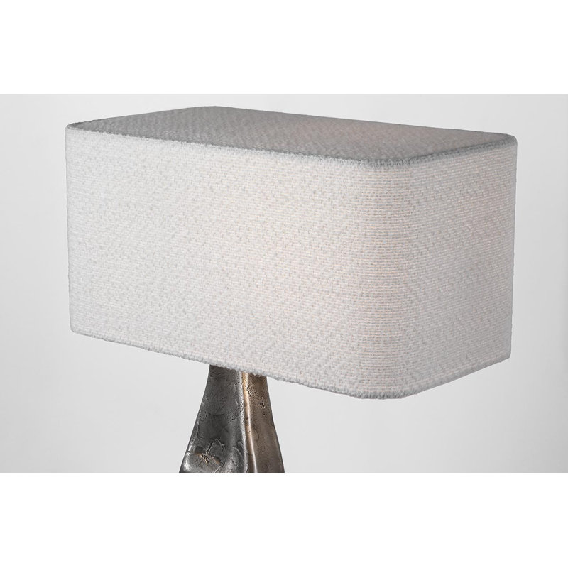 Anne-Marie Barton Terra-Forma 23" Left Table Lamp in Museum Pewter with Boucle Shade, Brass, Gray