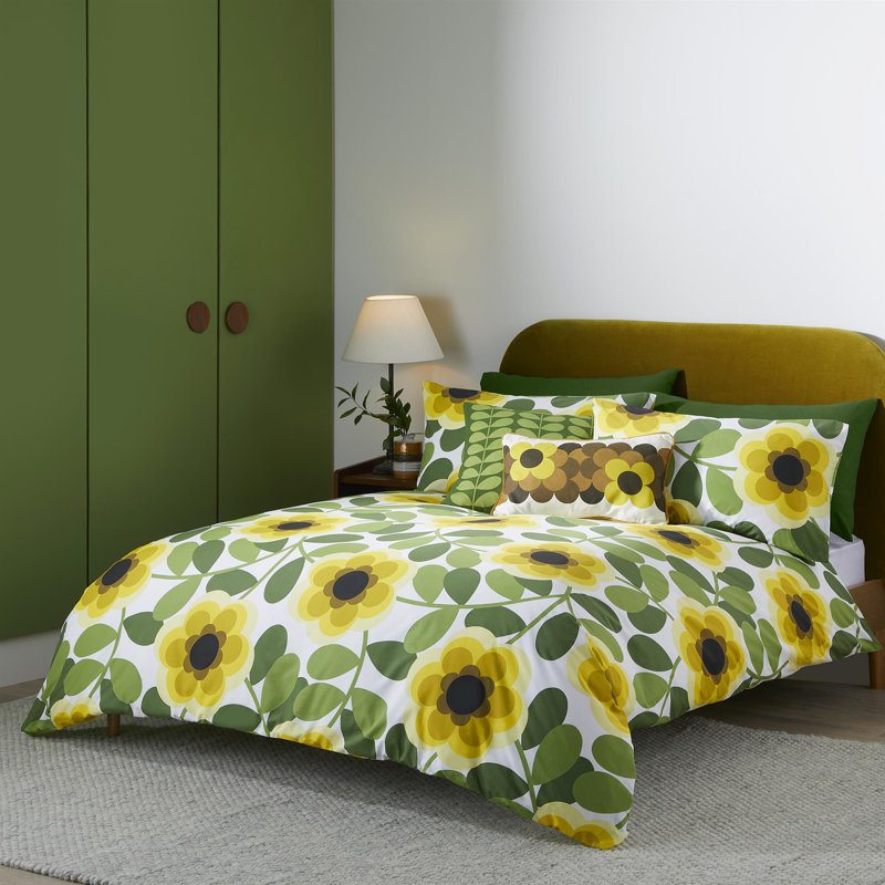 Giant Water Lily Lemon Twist Bedset, Single Duvet Cover + 1 Pillowcase