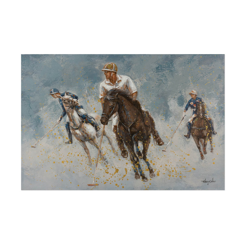 Hand -painted acrylic painting of polo game