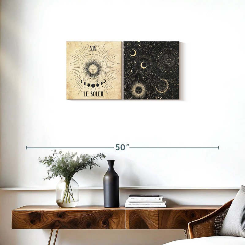 Bohème Le Soleil Sun, reproduction sur toile, H 31 po x l 15 po x P 1,25 po