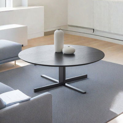 Modern simple round solid wood coffee table