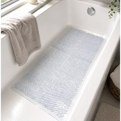 Tapis de baignoire transparent en PVC antidérapant transparent avec ventouses et surface de massage Luffah - 35 po x 16 po