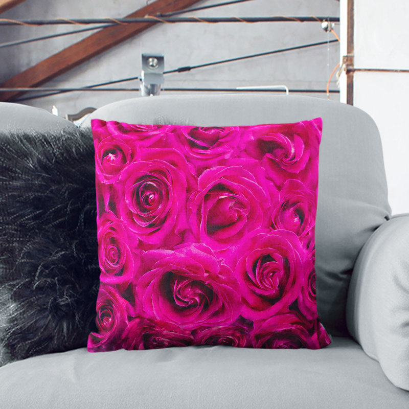 Wall of Roses Painting Cushion with Filling, 40cm H x 40cm W x 15cm D
