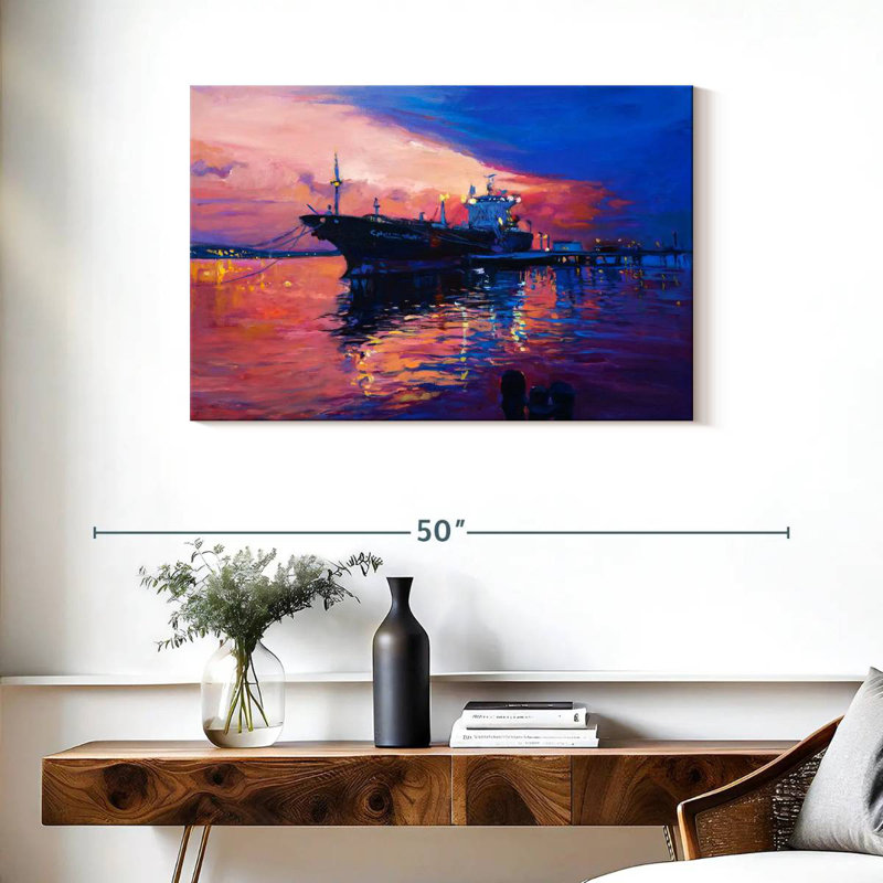Docked Cargo Ship, 24" H x 36" W