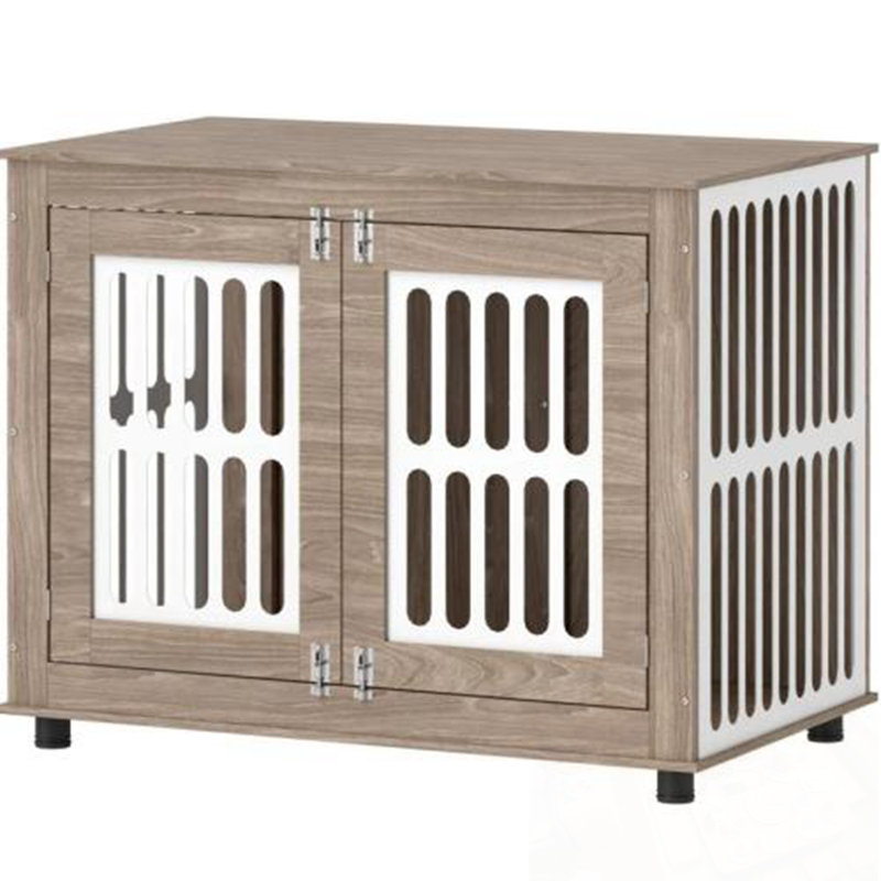 Cage pour chien avec 2 portes et tapis antidérapant réglable