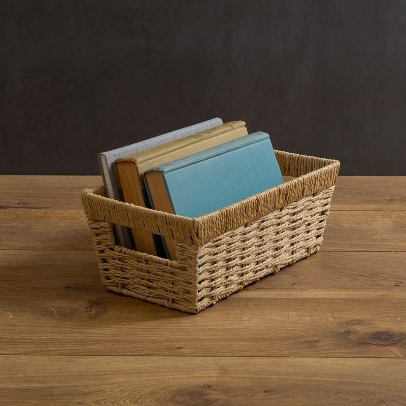 Natural Beige Paper Rope Rectangular Storage Basket