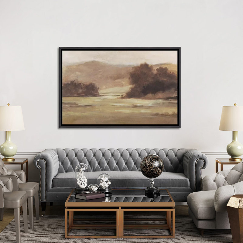 Reproduction d’art, "discrète Landscape I" par Ethan Harper, Toile encadrée, H 40 po x l 60 po, Noir patiné