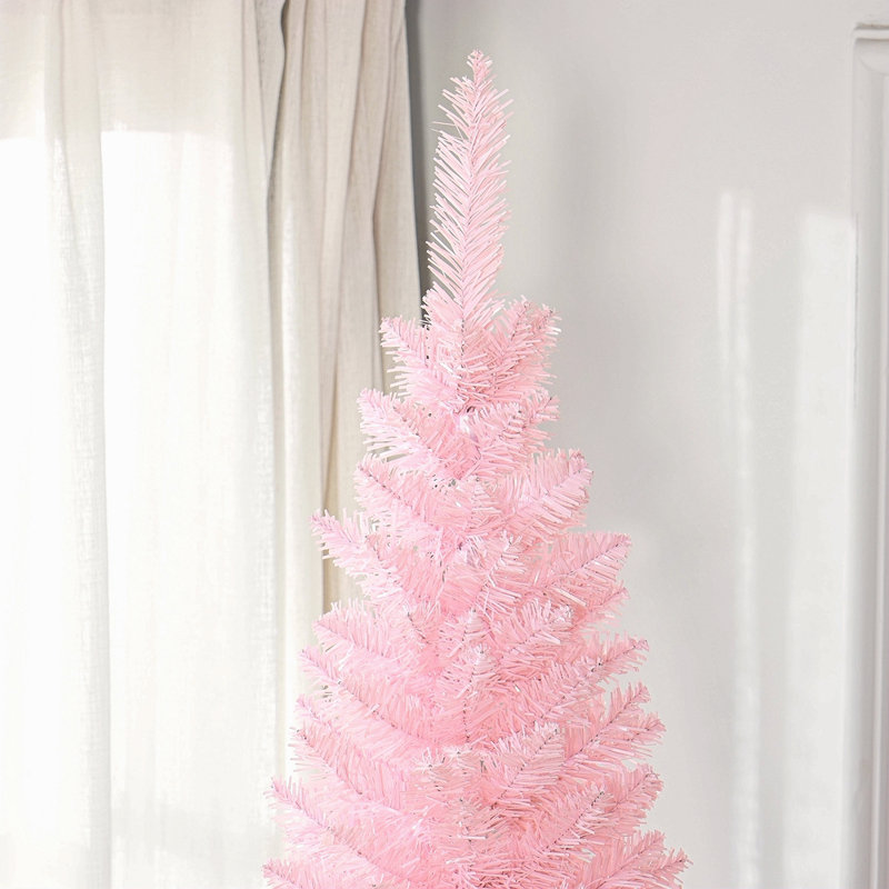 Arbre de Noël artificiel 8 pi, arbre de Noël mince avec 618 pointes de branches réalistes et support en plastique, H 8 pi