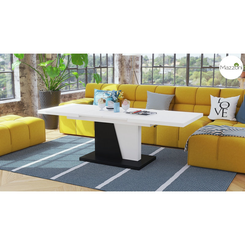 Noires Lift Top Pedestal Coffee Table, White/Black