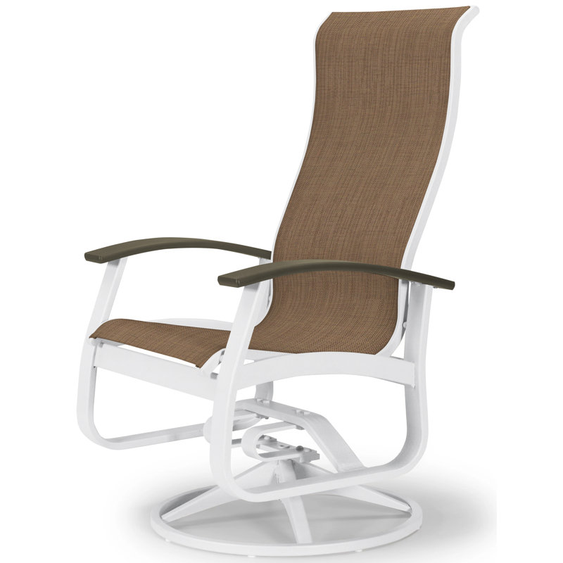 Chaise berçante Askar, Blanc lustré, Atlantis bleu royal Sunbrella®, Bois de plage P40