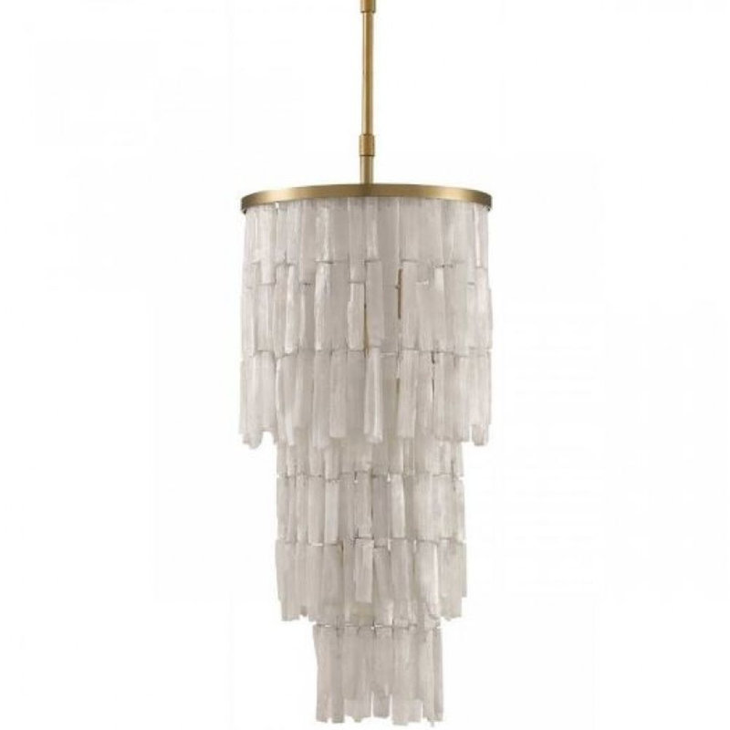 Lustre Moon Moon, Soie verte, 36" Diameter x 40" Height, Laiton antique