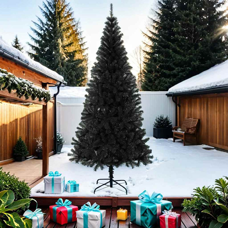 Arbre de Noël artificiel de Noël avec support en PVC, 7 pi x 4 pi, Or