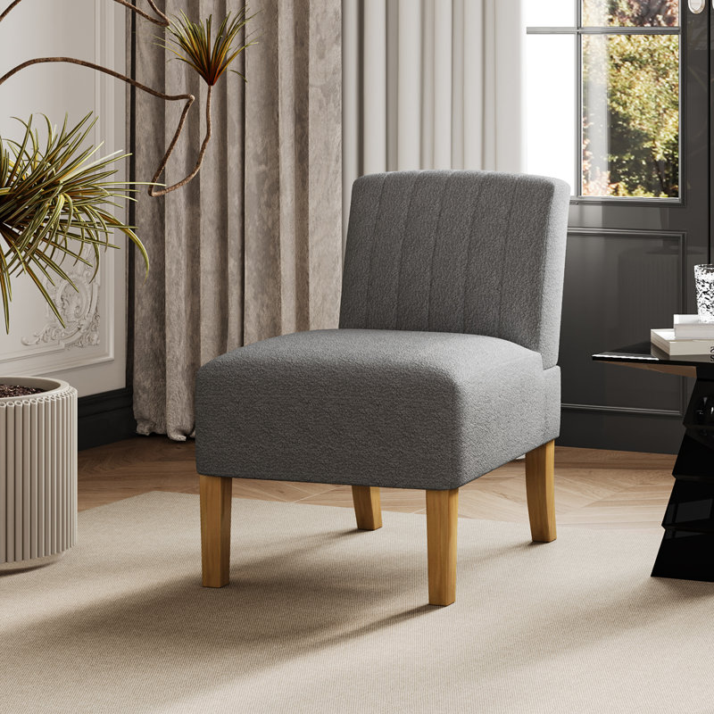 Devindra Upholstered Accent Chair, Gray Linen Blend