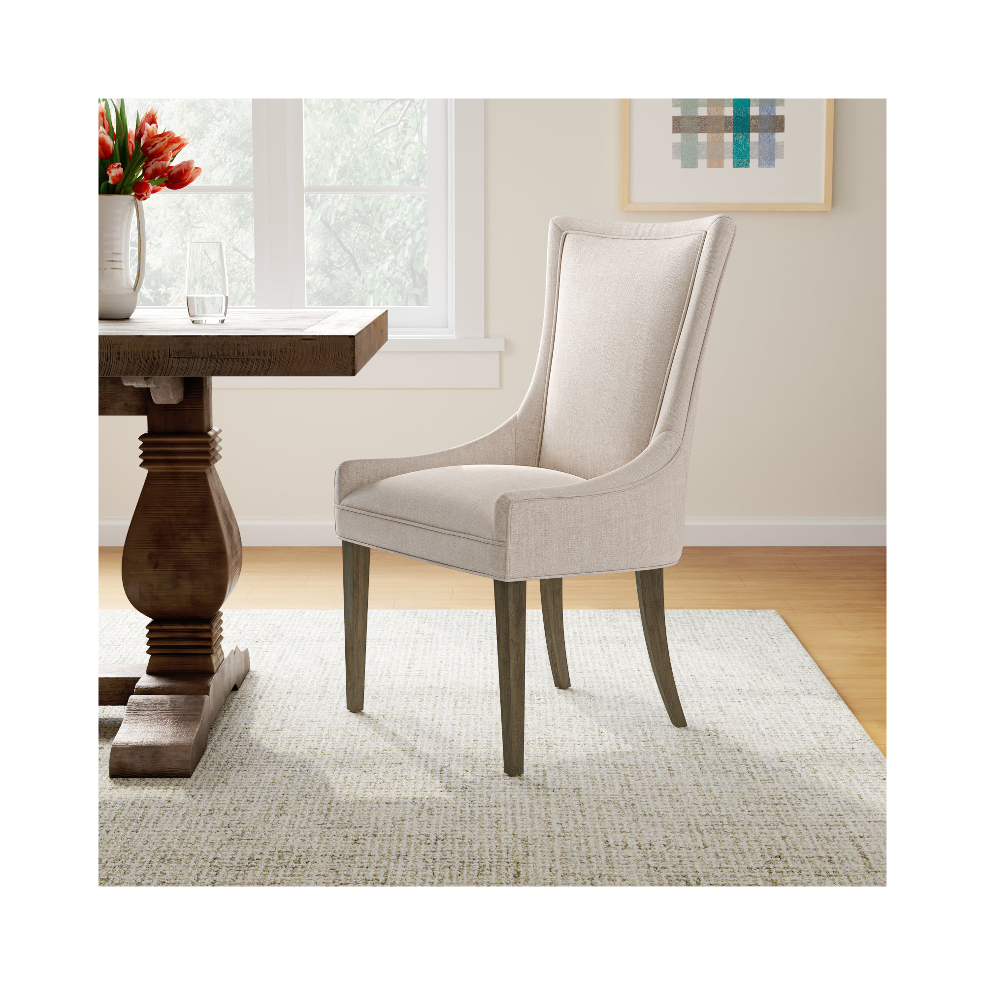 Ultra Velvet Dining Upholstered Side Chair, Cream