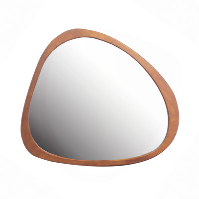 Solid Wood Mirror 45 Inch Asymmetrical Wall Mirror Wooden Framed Mirror Large Sized Dressing Mirror, For Living Room, Bedroom, Bathroom, Hallway Or Entry Way