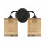 Meuble-lavabo double avec abat-jour en rotin naturel Quell